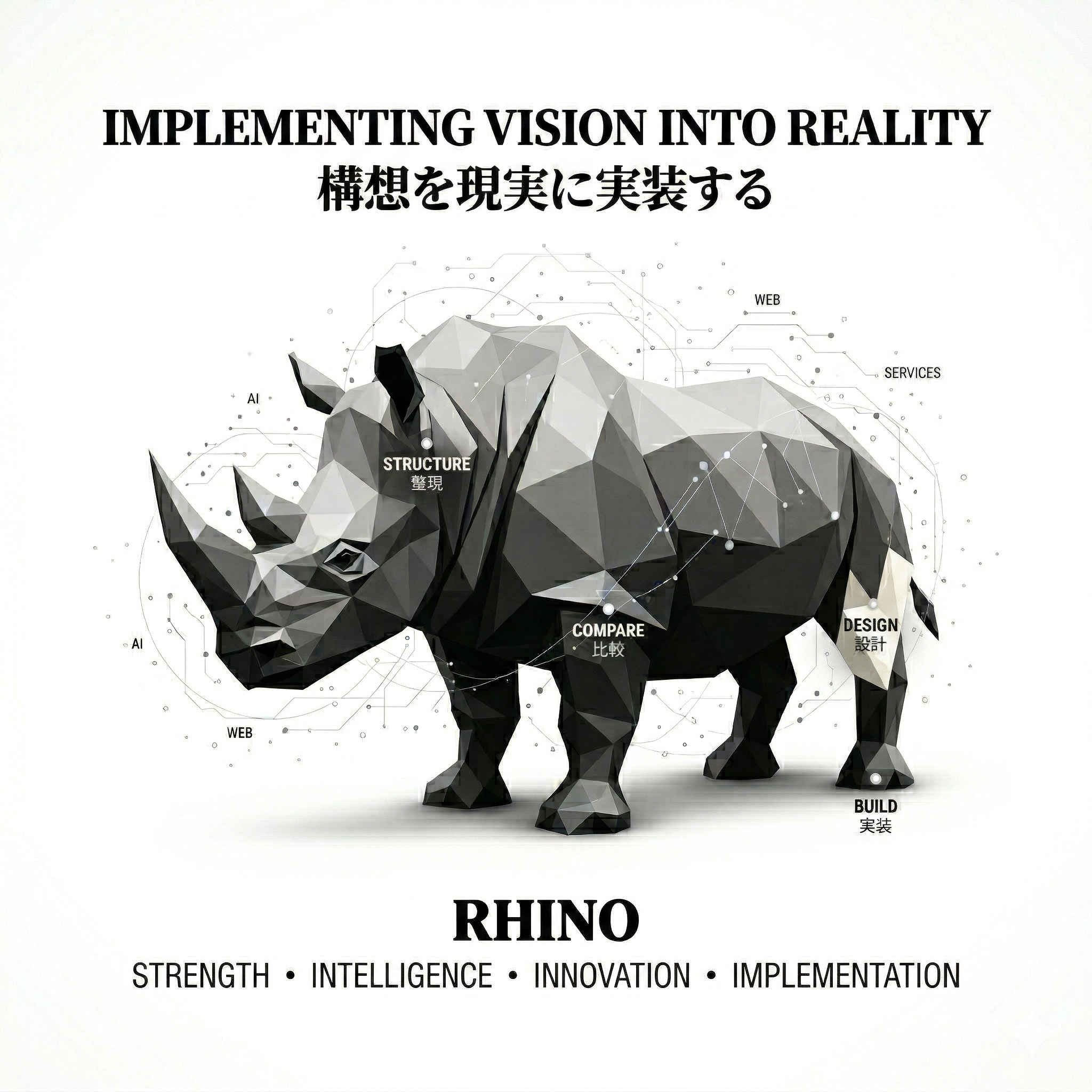 横向きのサイを使ったRHINOのメインビジュアル